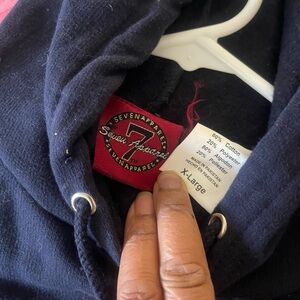 Seven Apparel Black Hoodie blue color